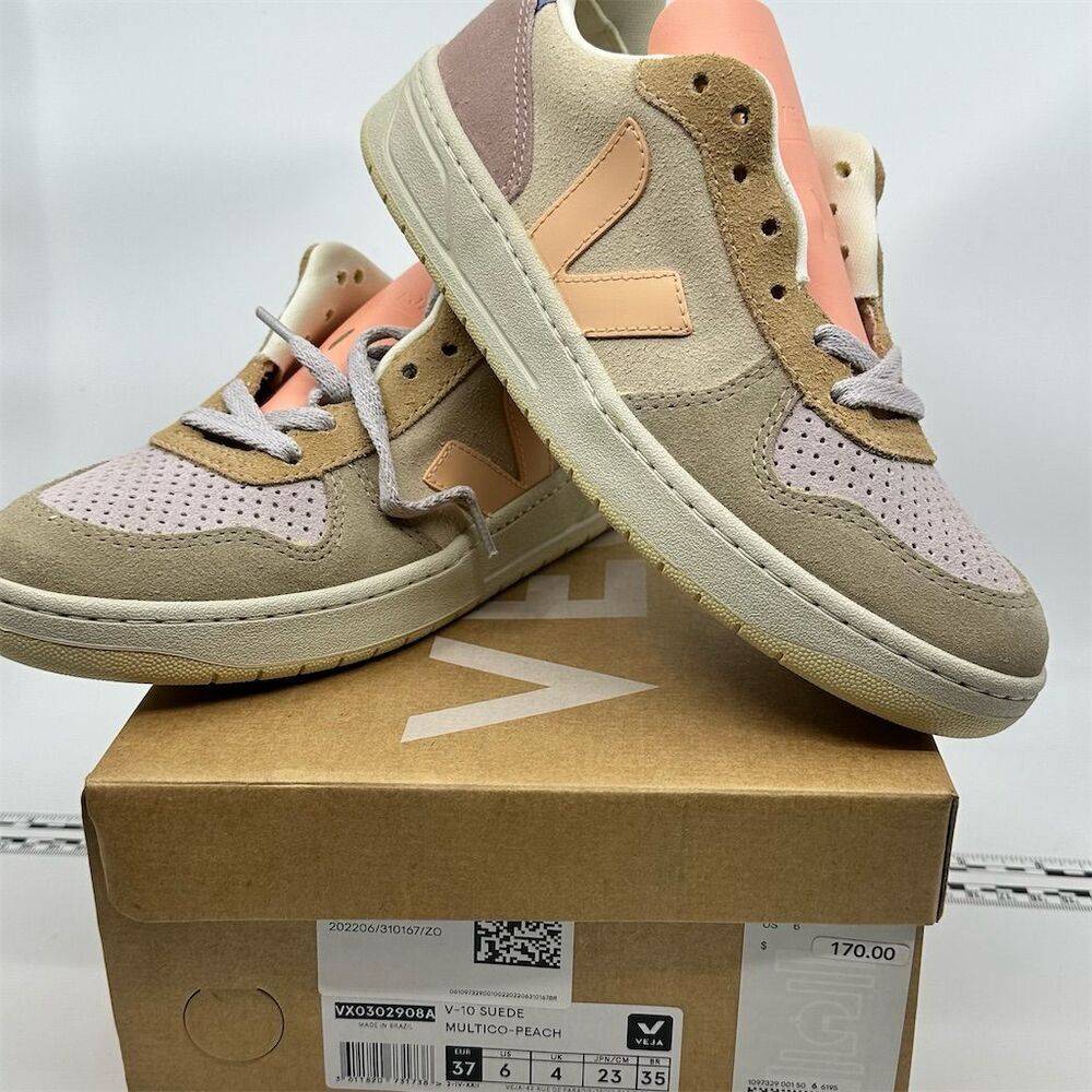 1185. NWB VEJA V-10 Sneakers Multicolor Peach Size eu37 us 6  Athletic Shoes